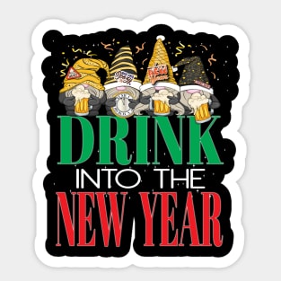 Fun Happy New Year's Eve Drink Into The New Year Gnome Party Sticker